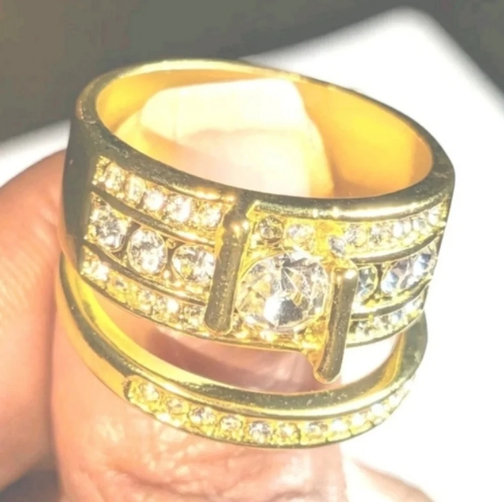 2.5 ct Round Cut Simulated Diamonds Mens Wedding Set Ring 14k Yellow gold Plated